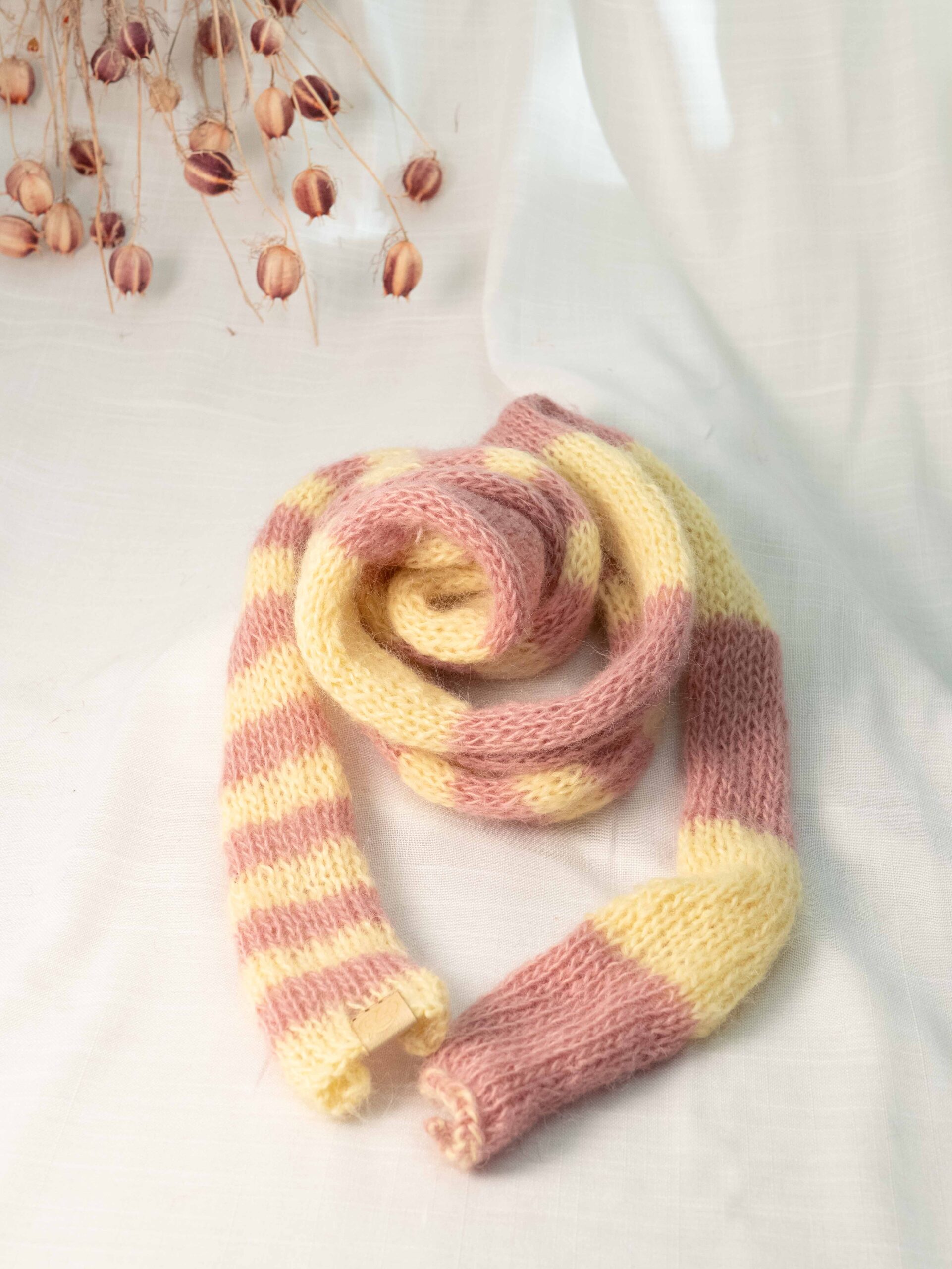 sciarpa morbida mohair lunga sottile a righe