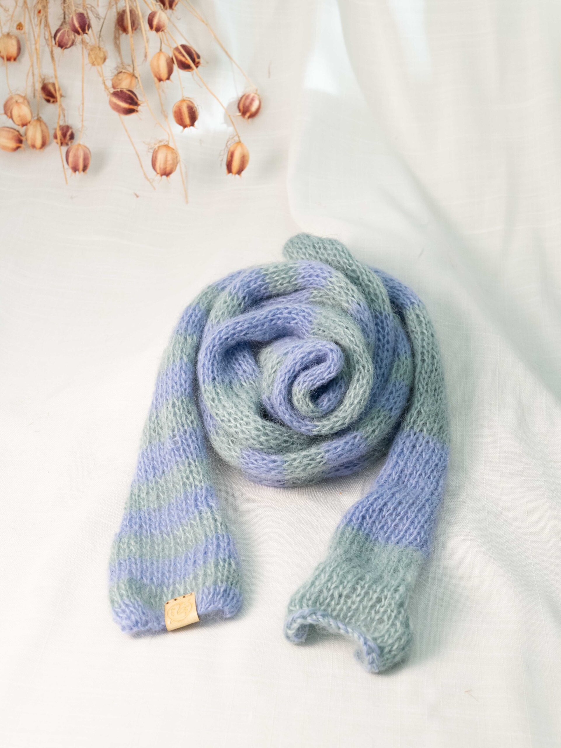 sciarpa morbida mohair lunga sottile a righe