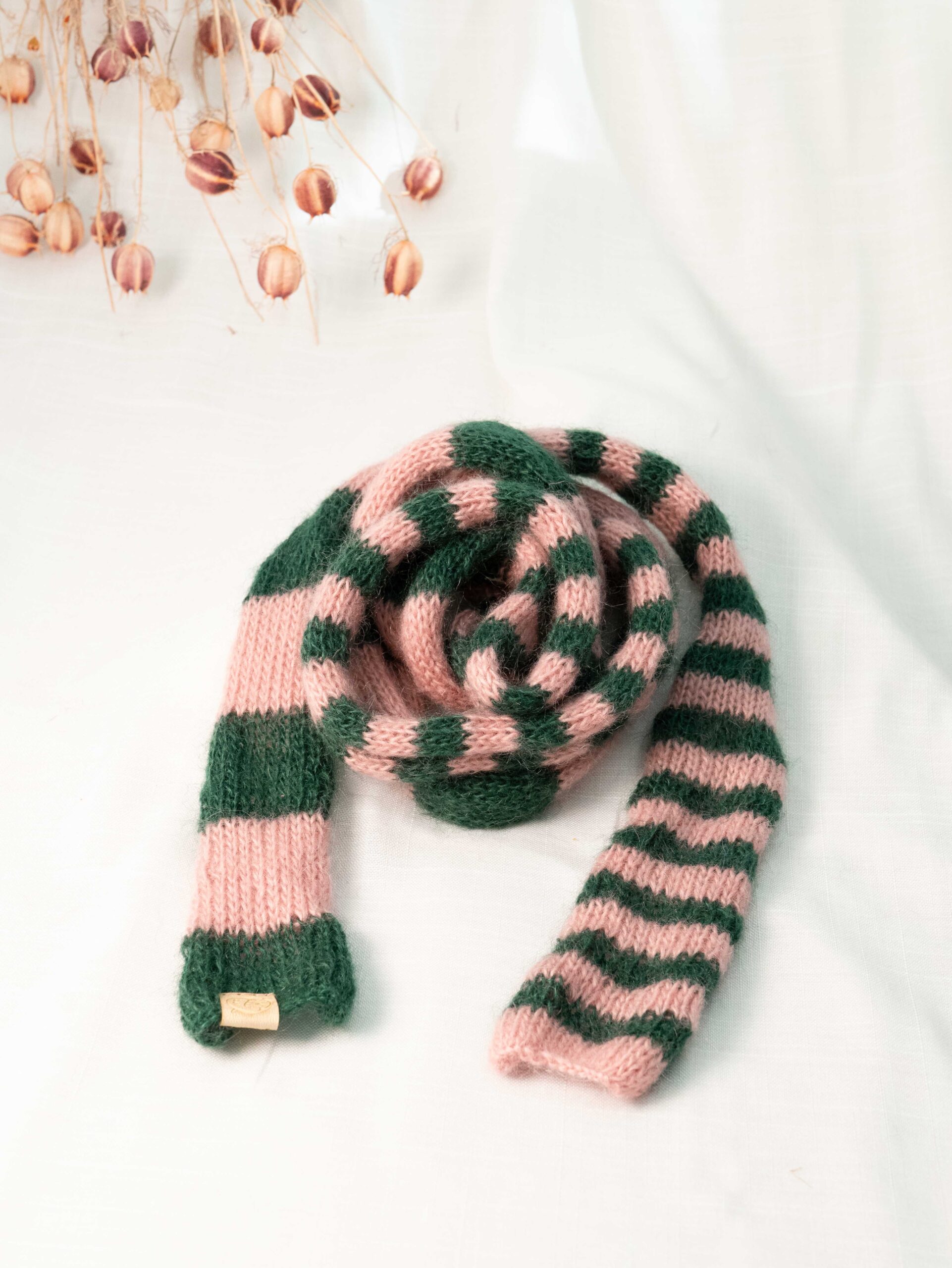 sciarpa morbida mohair lunga sottile a righe
