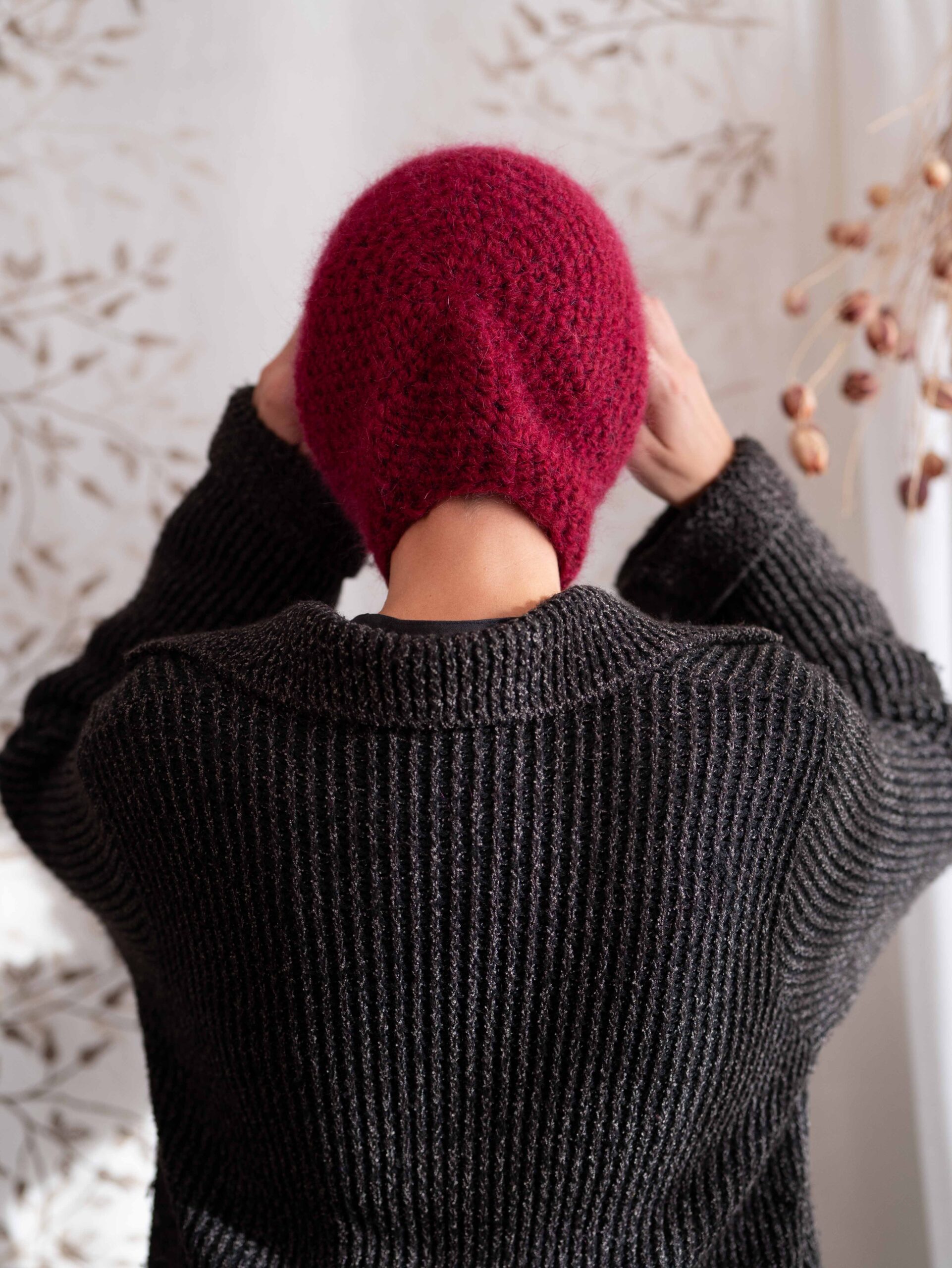cappello lana mohair morbido bonnet balaklava