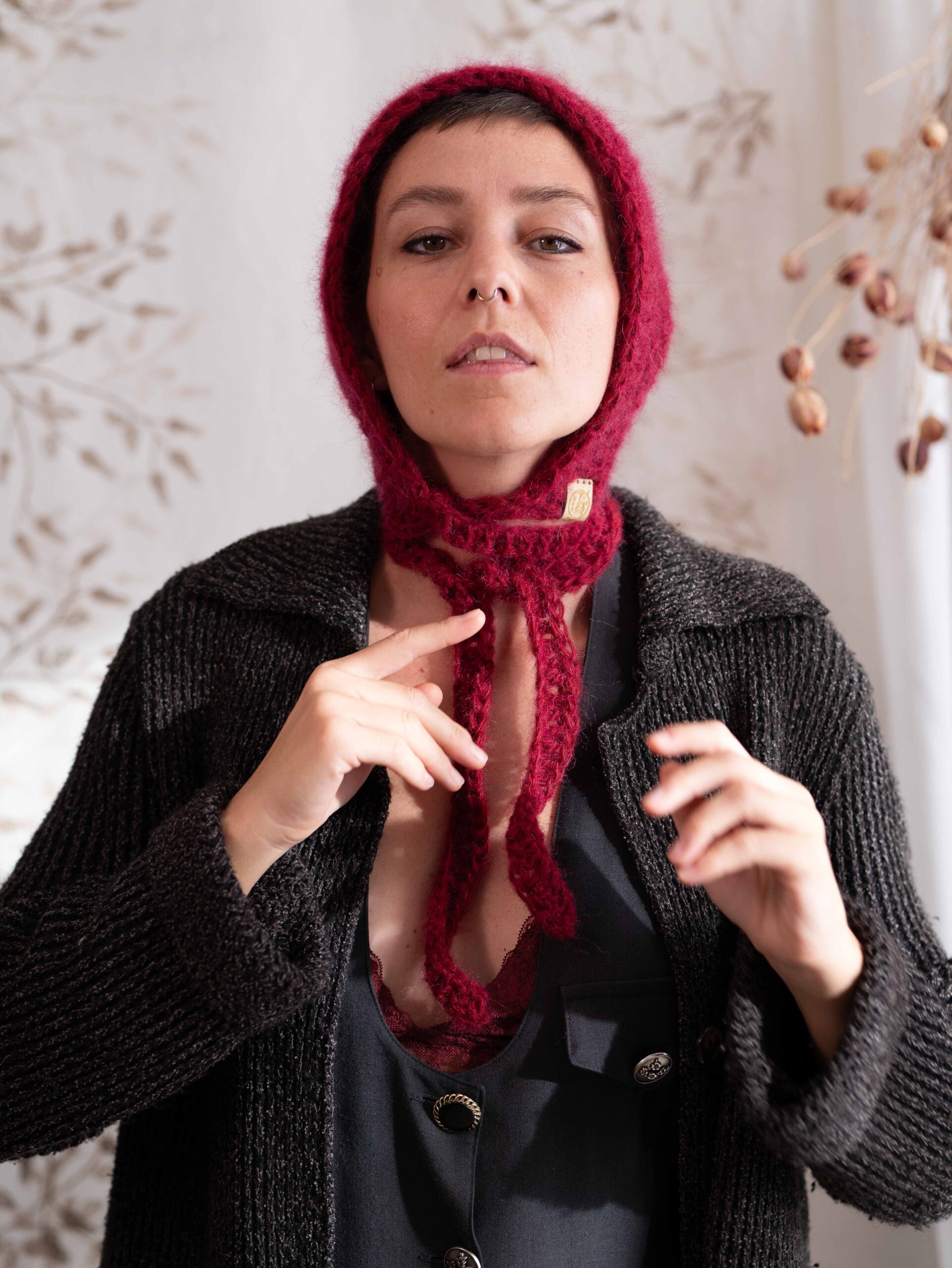 cappello lana mohair morbido bonnet balaklava