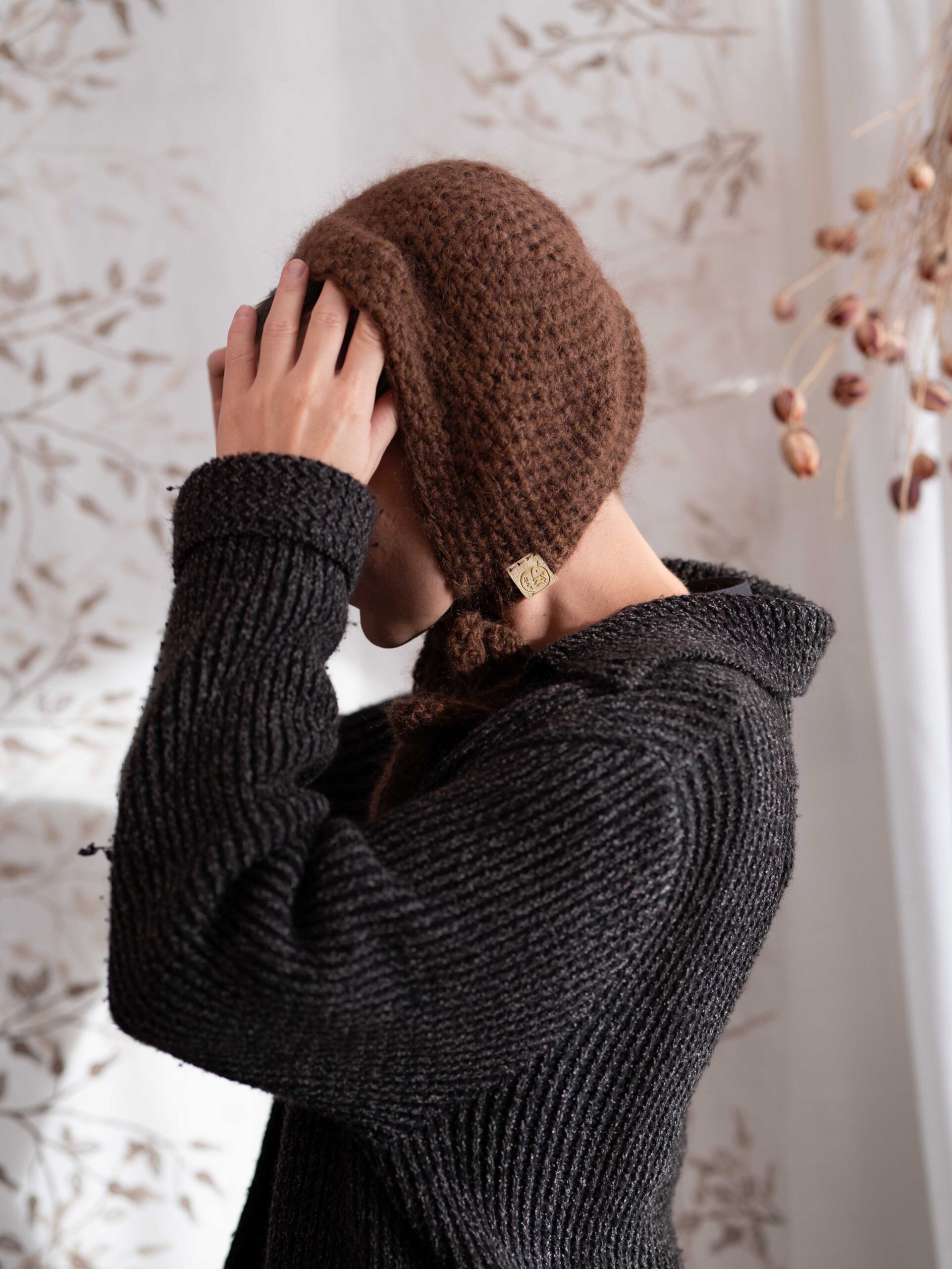 cappello lana mohair morbido bonnet balaklava