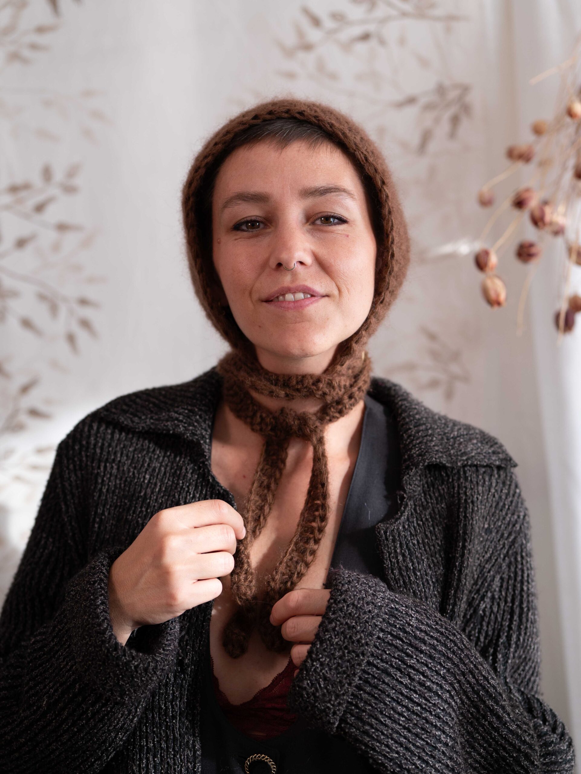 cappello lana mohair morbido bonnet balaklava